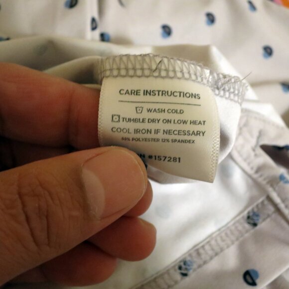 Mizzen Main Shirt Men Medium Short Sleeve Golf Polo Trim Fit Gray Blue Circles - Picture 6 of 6